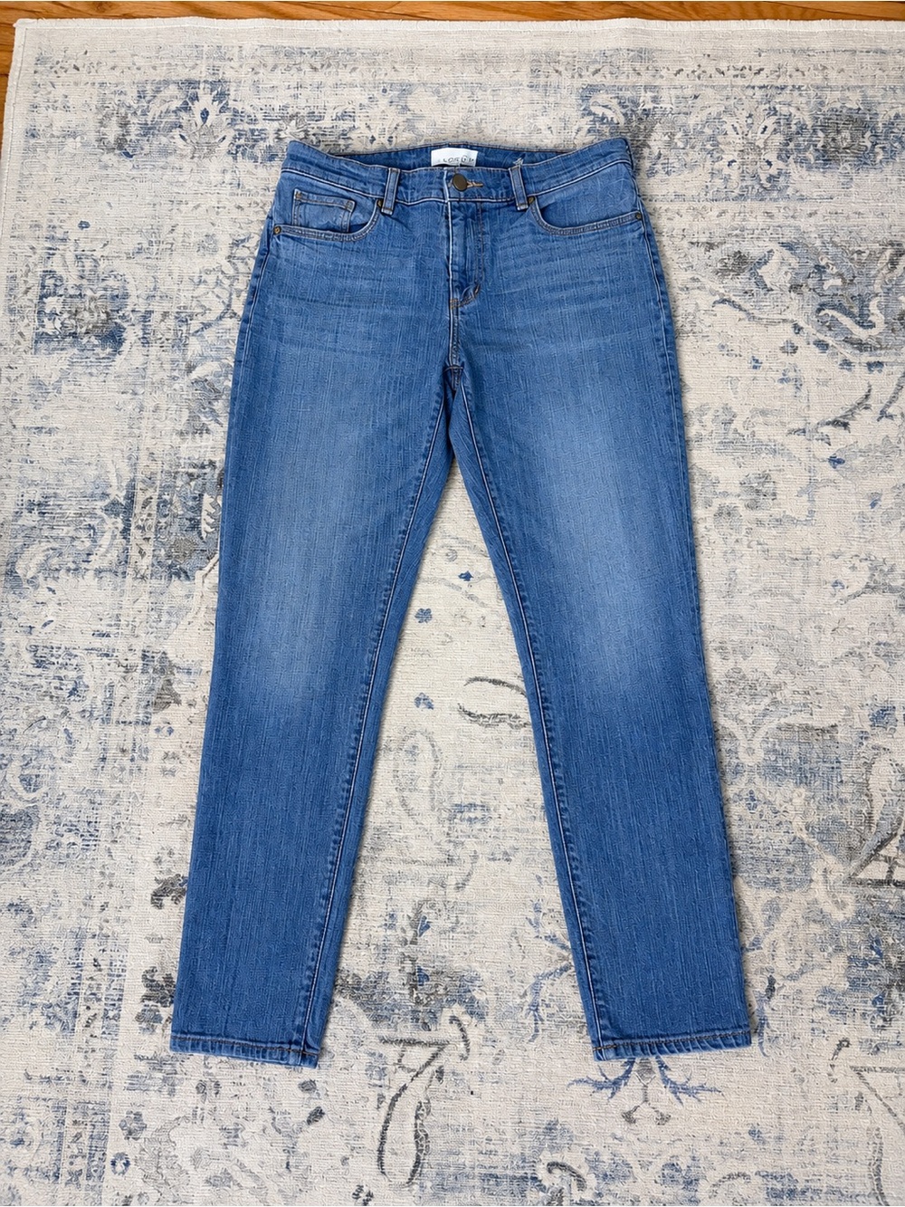 LOFT Relaxed Skinny Jeans Women's Size 28/6 Medium Wash Structured Denim